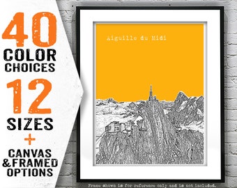 Aiguille du Midi Chamonix France Poster Art Skyline Print Europe Item T4848