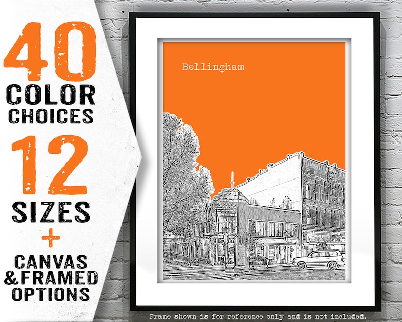 Bellingham Fairhaven Skyline Poster Art Print Washington WA Item T4830