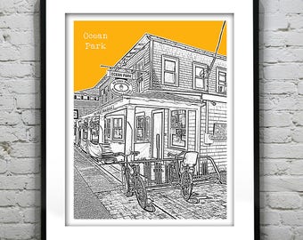 Ocean Park Maine Skyline Poster Art Print Item T1062