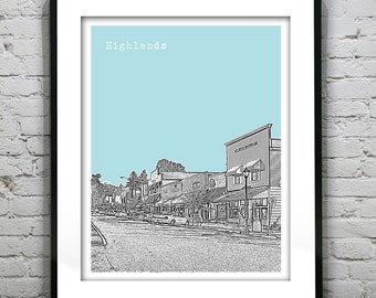 Highlands North Carolina Poster Skyline Art Print North Carolina NC Item T2490