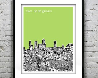 San Gimignano Italy City Skyline Poster Art Print