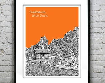 Peninsula State Park Wisconsin Poster Print Art Skyline WI Item T4286