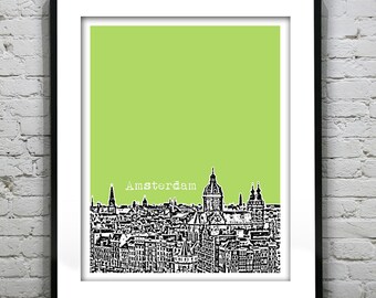 Amsterdam Netherlands City Skyline Poster Art Print Item T3008