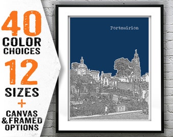 Portmeirion Wales Skyline Poster Art Print UK United Kingdom Item T2992