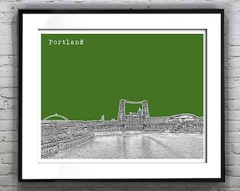 Portland Oregon Skyline Poster Art Print Oregon OR Steel Bridge Item T4431