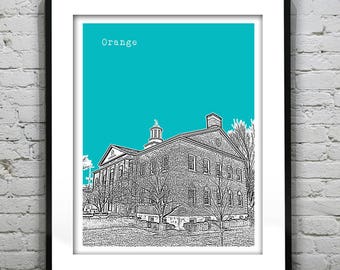 Orange Skyline Poster Art Print Connecticut CT Item T1162