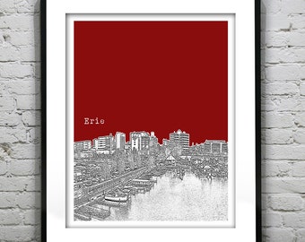 Erie PA Poster Print Art Pennsylvania Skyline Item T2456