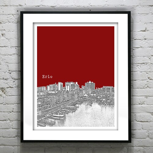 Erie Map Print Pennsylvania PA USA Map Art Poster Lake Erie Etsy