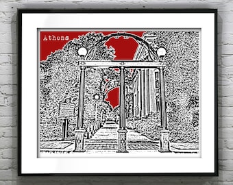 Athens Georgia Poster Skyline Art Print GA Item T2210