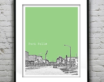 Park Falls Wisconsin Poster Print Art  Skyline WI