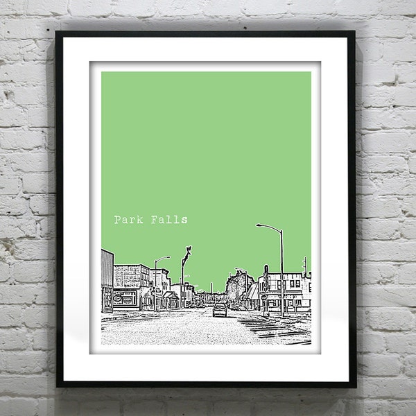 Park Falls Wisconsin Poster Print Art  Skyline WI