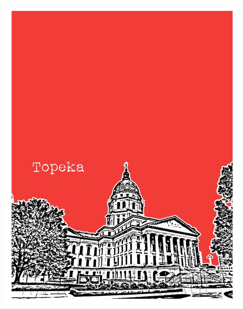 Topeka Kansas Poster Art Skyline Print KS Etsy