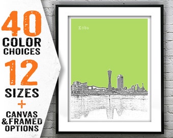 Kobe Japan Skyline Poster Art Print Travel Item T2331