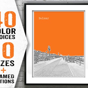 Belmar New Jersey Skyline Poster Print Art NJ Boardwalk Item T2117