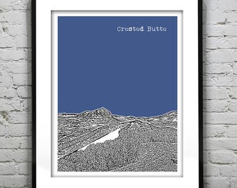 Crested Butte Skyline Poster City Art Print Colorado CO Version 5