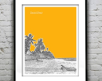 Zanzibar Skyline Poster Art Print Africa