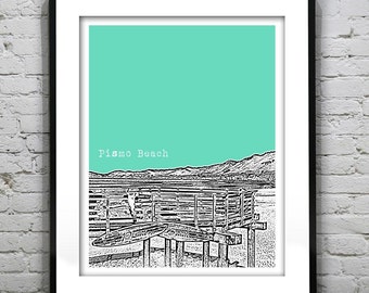 Pismo Beach CA Skyline Poster Art Print California