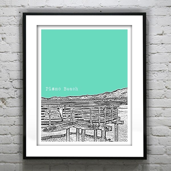 Pismo Beach CA Skyline Poster Art Print California
