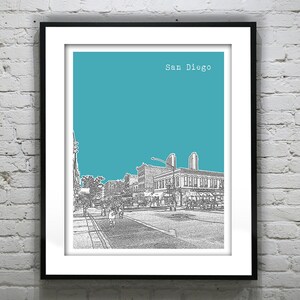 San Diego California Skyline Art Print Poster Gaslight District CA Item T2226