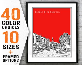 Bandar Seri Begawan Brunei Poster Art Print Skyline Item S5064