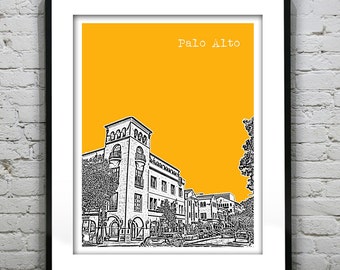 Palo Alto California Poster Art Skyline Print