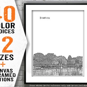 Boston Public Gardens Massachusetts Skyline Poster Art Print MA Item T5177