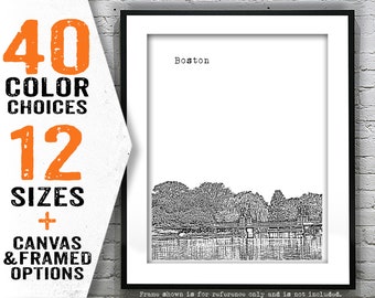 Boston Public Gardens Massachusetts Skyline Poster Art Print MA Item T5177