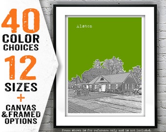 Alston Georgia Skyline Art Poster Print GA Item T5097