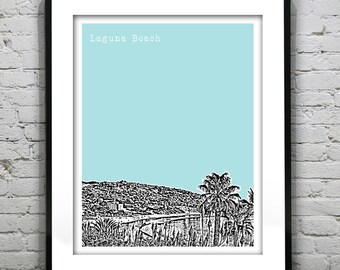 Laguna Beach California Poster Art Skyline Print CA Item T4148