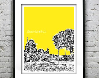 Manchester Skyline Poster Art Print CT Connecticut