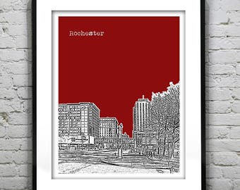 Rochester New York Skyline Art Print Poster NY Item T4884
