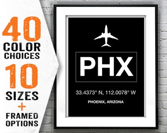 PHX Phoenix Sky Harbor International Airport Aviation Poster Art Print Arizona Item T2008