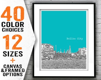 Belize City Belize Poster Art Skyline Print Item T2933