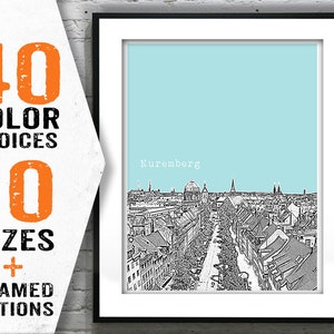 Nuremburg Germany Poster Art  Skyline Print Europe Item T1637