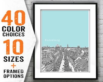 Nuremburg Germany Poster Art  Skyline Print Europe Item T1637