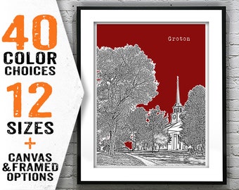Groton Massachusetts Skyline Poster Art Print MA Item T2441