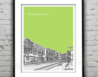 Marshalltown Poster Art Skyline Print Iowa IA
