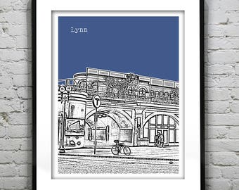 Lynn Massachusetts Skyline Poster Art Print MA Version 3