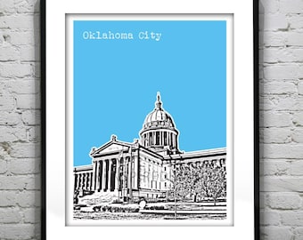 Oklahoma City Oklahoma Skyline Poster Art Print State Capitol Building