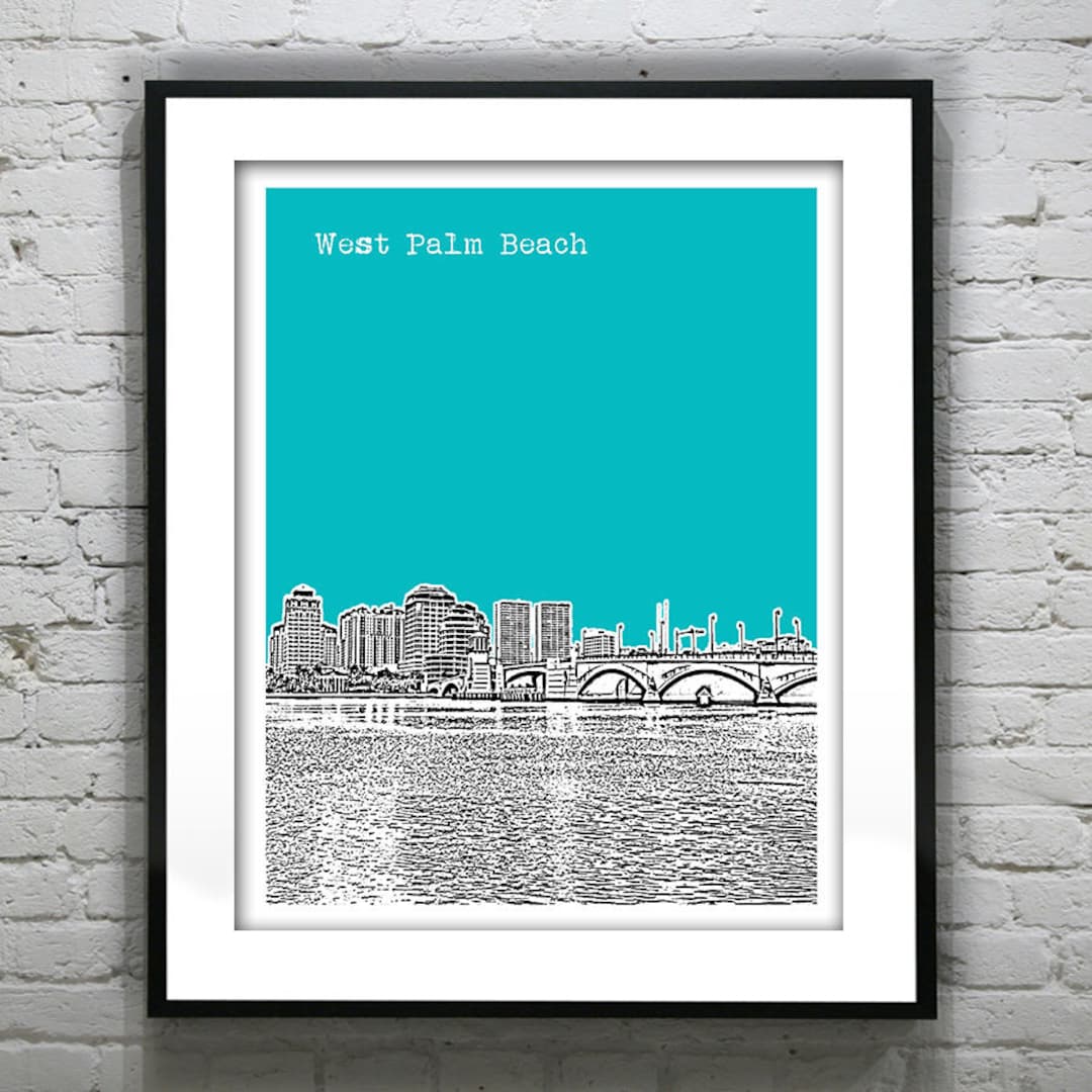 West Palm Beach Skyline Poster Art Print Florida FL Item T1089 - Etsy