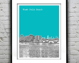 West Palm Beach Skyline Poster Art Print Florida FL Item T1089