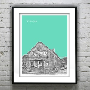 May include: A black and white illustration of a building with the text "NORTHERN WISCONSIN CO-OP TOBACCO POOL LEAF TOBACCO" on the front. The building is set against a turquoise background with the word "VIROQUA" at the top.