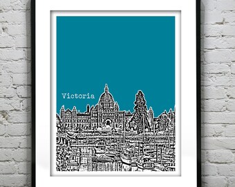 Victoria BC Poster Print City Skyline Canada Art Print British Columbia Item T4400