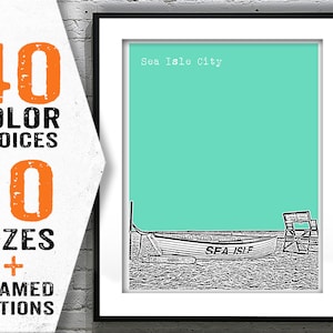 Sea Isle City New Jersey Shore Poster Print Art NJ Skyline Jersey Shore Item T1769