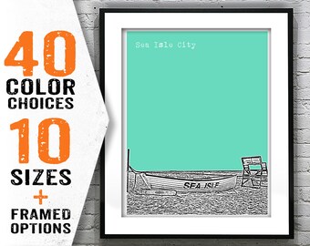 Sea Isle City New Jersey Shore Poster Print Art NJ Skyline Jersey Shore Item T1769