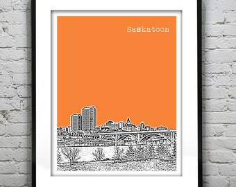 Saskatoon Canada Skyline Poster Art Print