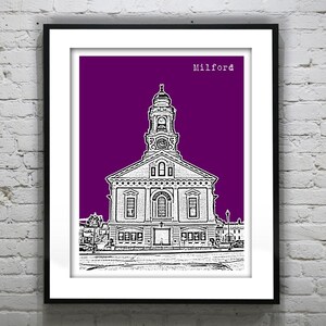 Milford Skyline Poster Art Print Massachusetts MA