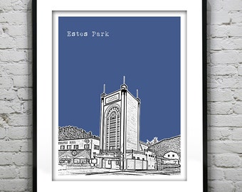 Estes Park Skyline Poster Art Print Colorado CO Item T2368