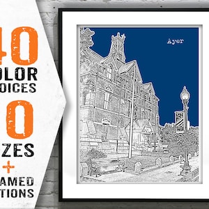 Ayer Skyline Poster Art Print Massachusetts MA Item T1522