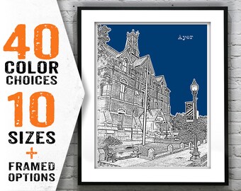 Ayer Skyline Poster Art Print Massachusetts MA Item T1522